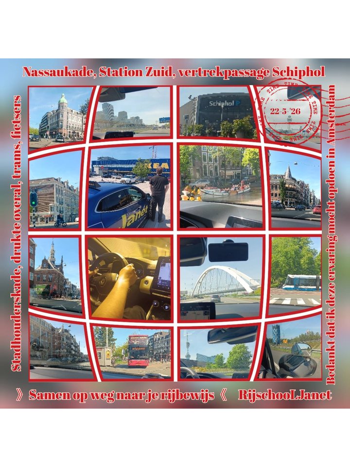 Rijles in de drukte van Amsterdam met RijschooL Janet